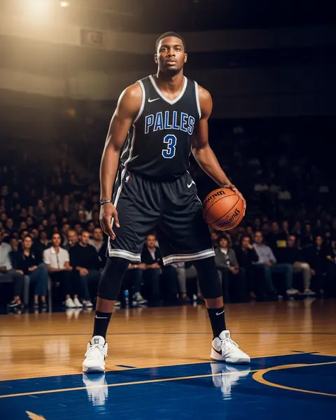 AI generated sports photo — basketball player under stadium lights