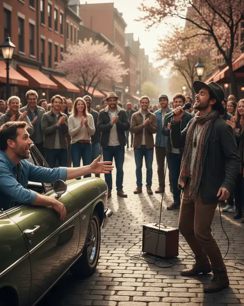 AI generated street scene with classic car